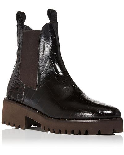 Frēda Salvador Dylan Faux Leather Block Heel Ankle Boots - Black