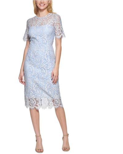 Eliza J Lace Midi Sheath Dress - Blue