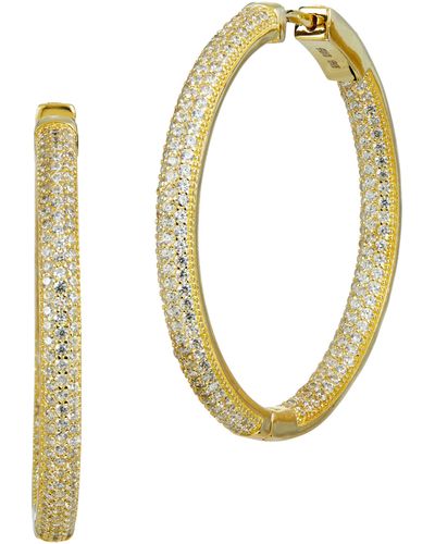 Savvy Cie Jewels 18k Gold Vermeil 1.5" Inside Out Hoop Earring - White