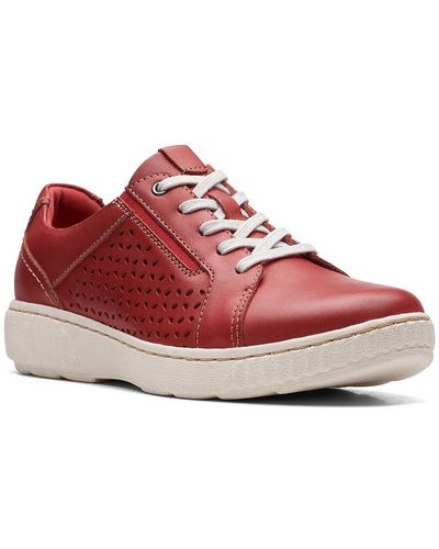 Clarks Caroline Ella Perforated Casual And Fashion Sneakers - Red