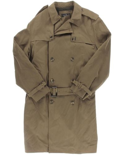 London Fog Plymouth Twill Double Breasted Trench Coat - Gray