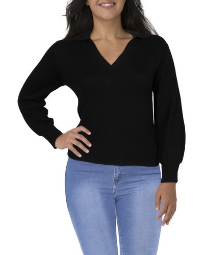 Riley & Rae Wool Blend V-neck Pullover Sweater - Black