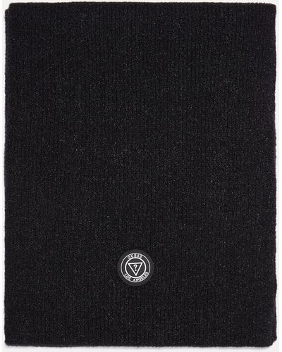 Guess Factory Rib-knit Logo Patch Scarf - Black