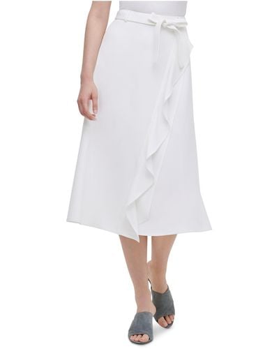 Calvin Klein Ruffled Wrap A-line Skirt - White