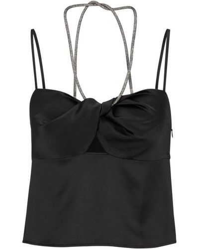 HUGO Twist-front Top With Crystal Straps - Black