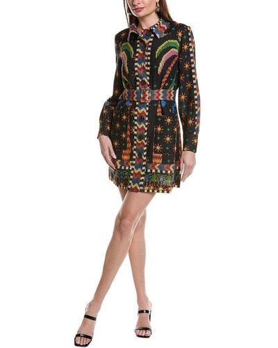 FARM Rio Macaw Night Linen-blend Mini Dress - Black