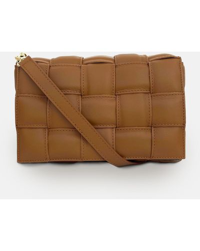 Apatchy London Padded Woven Leather Crossbody Bag - Brown