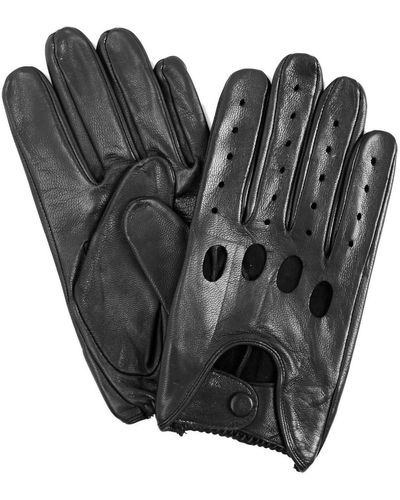 Isotoner Signature Smooth Leather Driving Gloves - Black