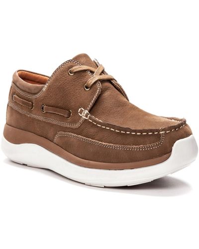 Propet Pomeroy Leather Slip On Boat Shoes - Brown