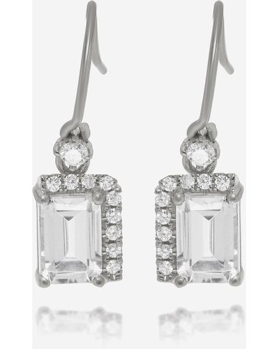 Suzanne Kalan 14k White Gold Diamond And White Topaz Drop Earrings Pe578-wgwt