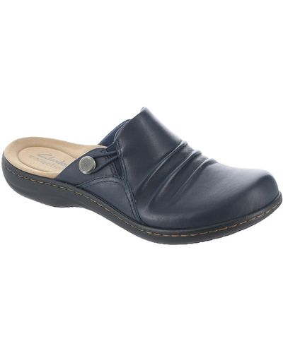 Clarks Laurieann Bay Leather Slip On Mules - Blue