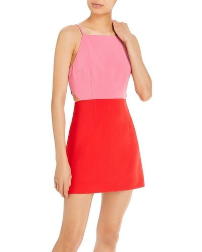 French Connection Cut Out Colorblock Mini Dress - Red
