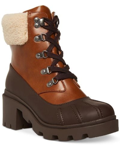 Madden Girl Bubbles Side Zip Platform Ankle Boots - Brown