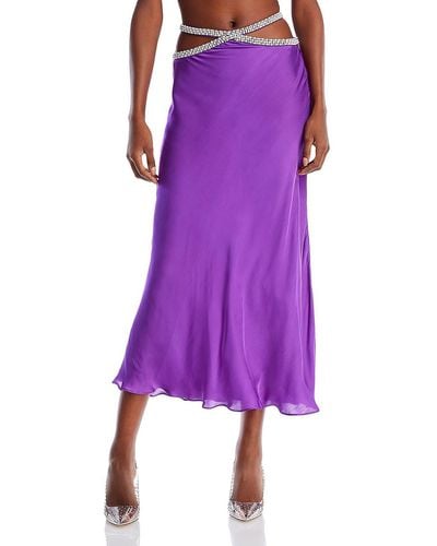 Yaura Fife Satin Embellished Midi Skirt - Purple