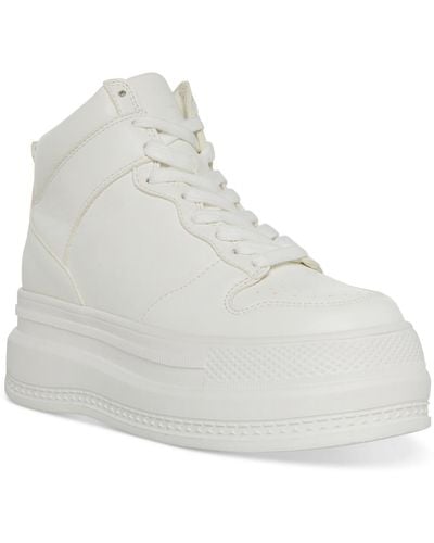 Madden Girl Jamz Retro Lace Up High-top Sneakers - White