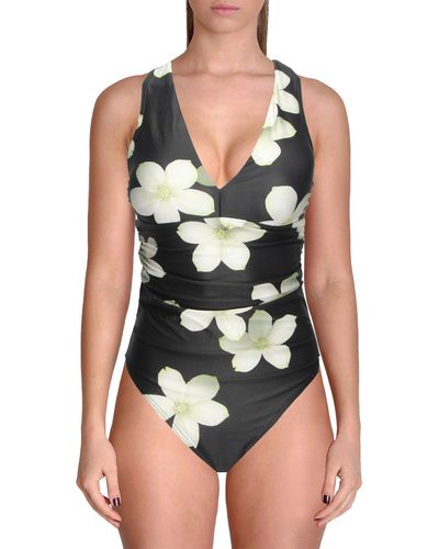 Lauren by Ralph Lauren Floral Cross Back One-piece Swimsuit - Black