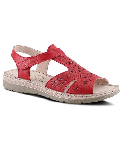 Spring Step Hermila Leather Perforated Slingback Sandals - Pink