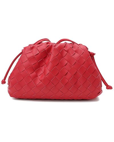 Tiffany & Fred Paris Tiffany & F Woven Leather Knot-handle Pouch - Red