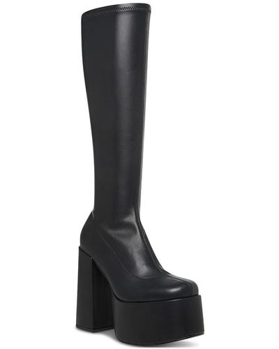 Steve Madden Cray Faux Leather Stretch Knee-high Boots - Black