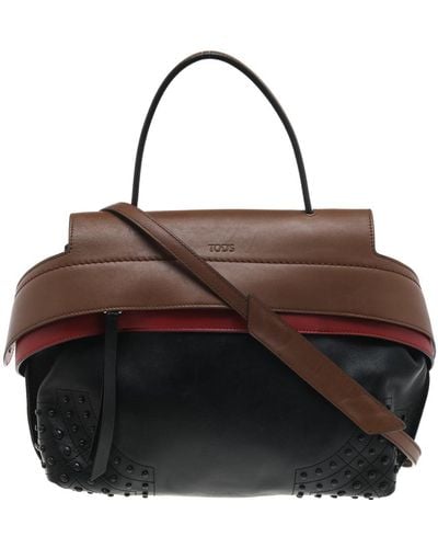 Tod's Leather Wave Top Handle Bag - Brown