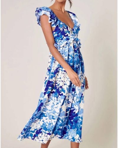 Sugarlips Beauty And Grace Floral Midi Dress - Blue