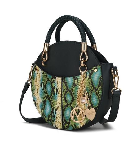 MKF Collection by Mia K Camille Faux Snakeskin Vegan Leather Round Crossbody Bag By Mia K - Green