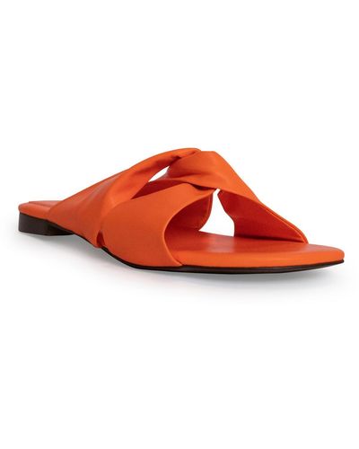 Smash Nina Knot-front Slip On Slide Sandals - Orange