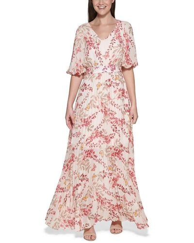 Kensie Chiffon Floral Maxi Dress - Pink