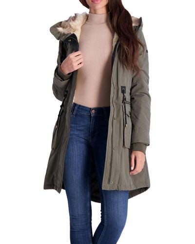 Lucky Brand Faux Fur Trim Cold Weather Anorak Jacket - Blue