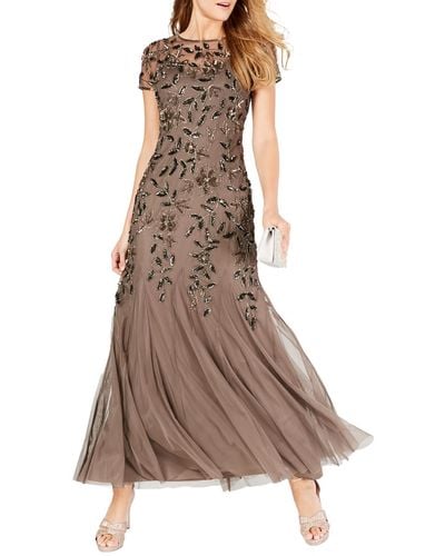 Adrianna Papell Embellished Maxi Evening Dress - Brown