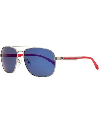 Fila Rectangular Sunglasses Sf8493 581p Silver/red Polarized 60mm 8493 - Blue