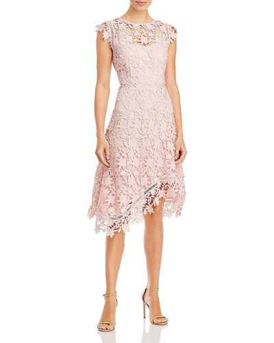 Eliza J Lace Overlay Asymmetric Cocktail Dress - Pink