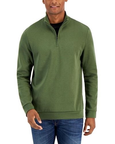 Alfani Quarter-zip Long Sleeves Pullover Sweater - Green