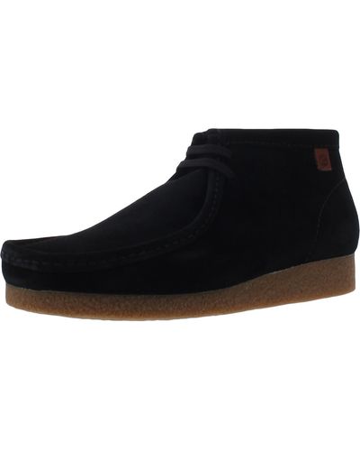 Clarks Shacre Boot Suede Comfort Insole Moccasin Boots - Black