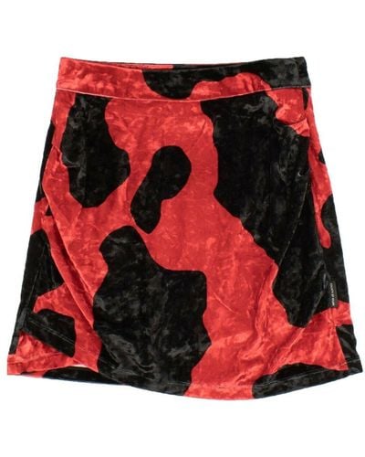 Marcelo Burlon Red And Black Velvet Ladybug Mini Skirt