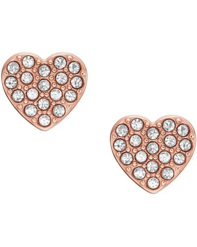 Fossil Ear Party Rose Gold-tone Stainless Steel Stud Earrings - Metallic