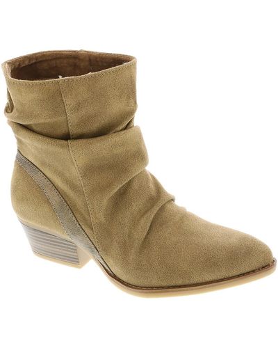 Blowfish Faux Suede Pointed Toe Booties - Natural