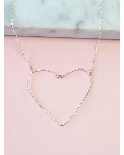 A Blonde and Her Bag Simple Heart Necklace - Pink
