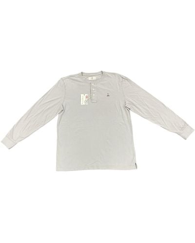 Psycho Bunny Garment Dye Long Sleeve Henley Shirt - White