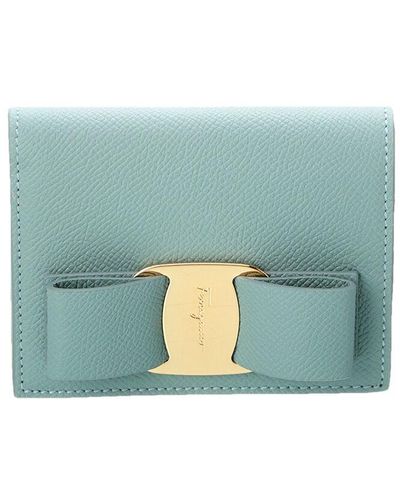 Ferragamo Ferragamo Vara Bow Leather Bifold Wallet - Blue