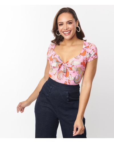Unique Vintage & Red Rooster Sweetheart Rosemary Top - Blue