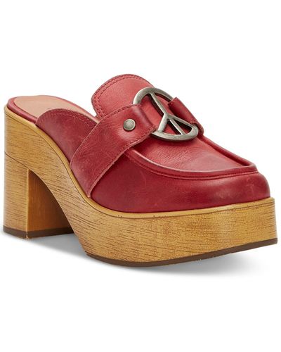 Lucky Brand Aleah Slip On Leather Block Heel - Red