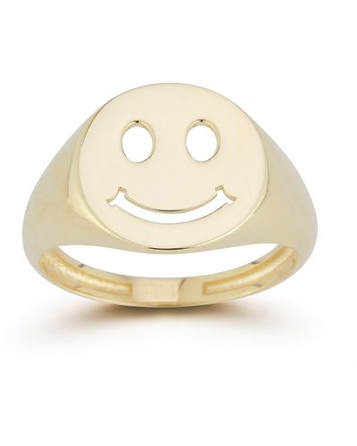 Ember Fine Jewelry Smiley Face Signet Ring - White