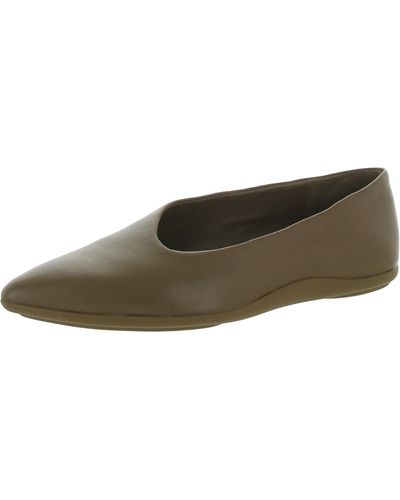 Vince Lex Leather Pointed Toe Ballet Flats - Brown