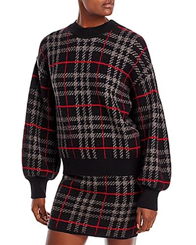 En Saison Plaid Crewneck Pullover Sweater - Black