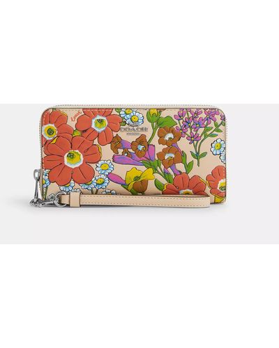 COACH Long Zip Around Wallet With Floral Print - Red
