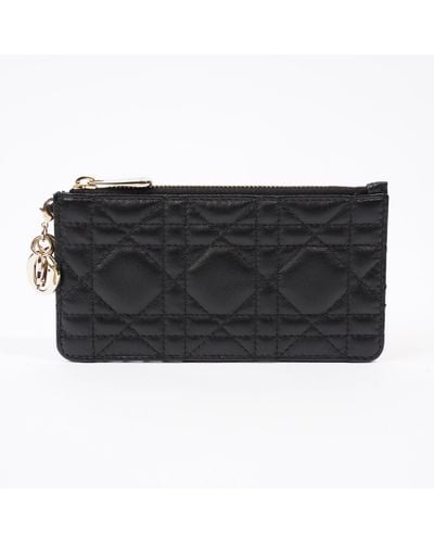 Dior Lady Dior Card And Coin Wallet Lambskin Leather - Black