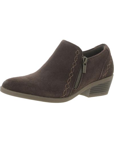 Earth Origins Collette Caitlyn Suede Embroidered Booties - Brown