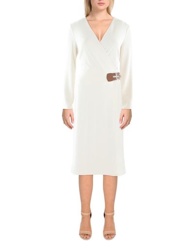 Lauren by Ralph Lauren Jersey Buckle Midi Dress - White