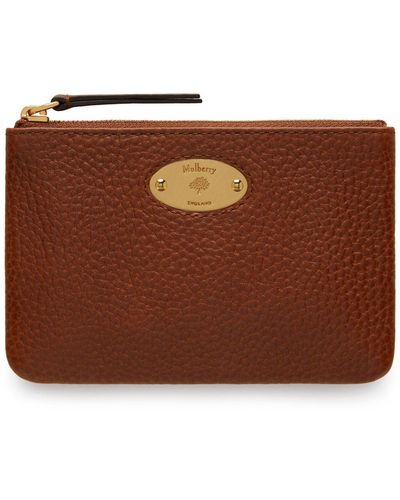 Mulberry Plaque Small Zip Coin Pouch - Brown